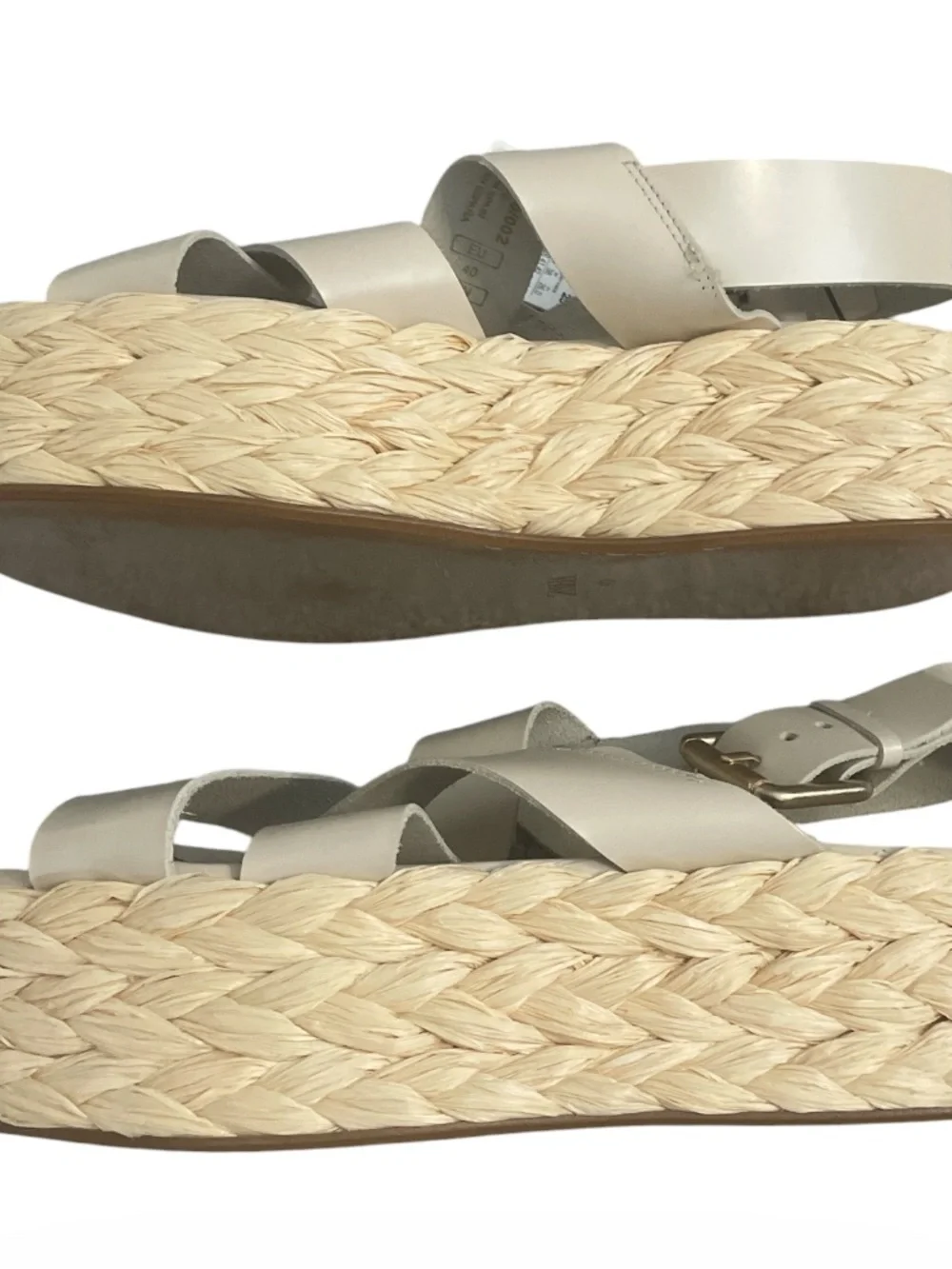 Zara Leather Strappy Flatform Platform Espadrille Sandals, - Picture 2 of 4